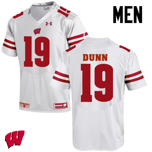 Men Wisconsin Badgers #19 Bobby Dunn College Football Jerseys-White
